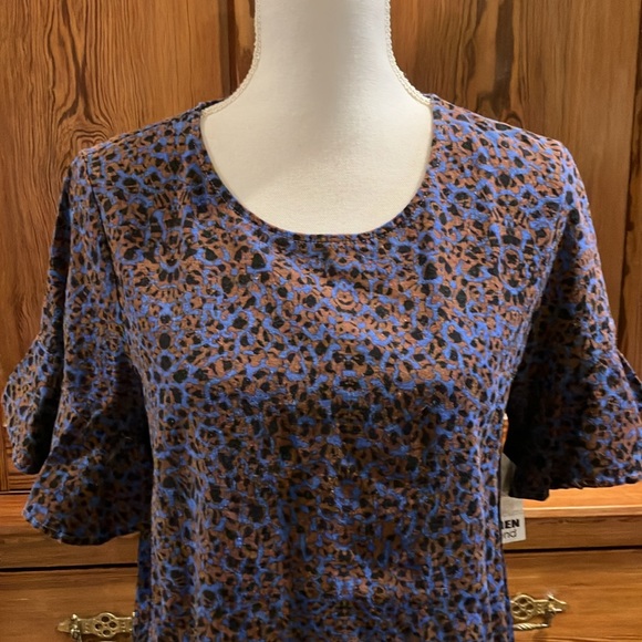 NWT FORCYNTHIA top blue animal print M - Picture 2 of 13